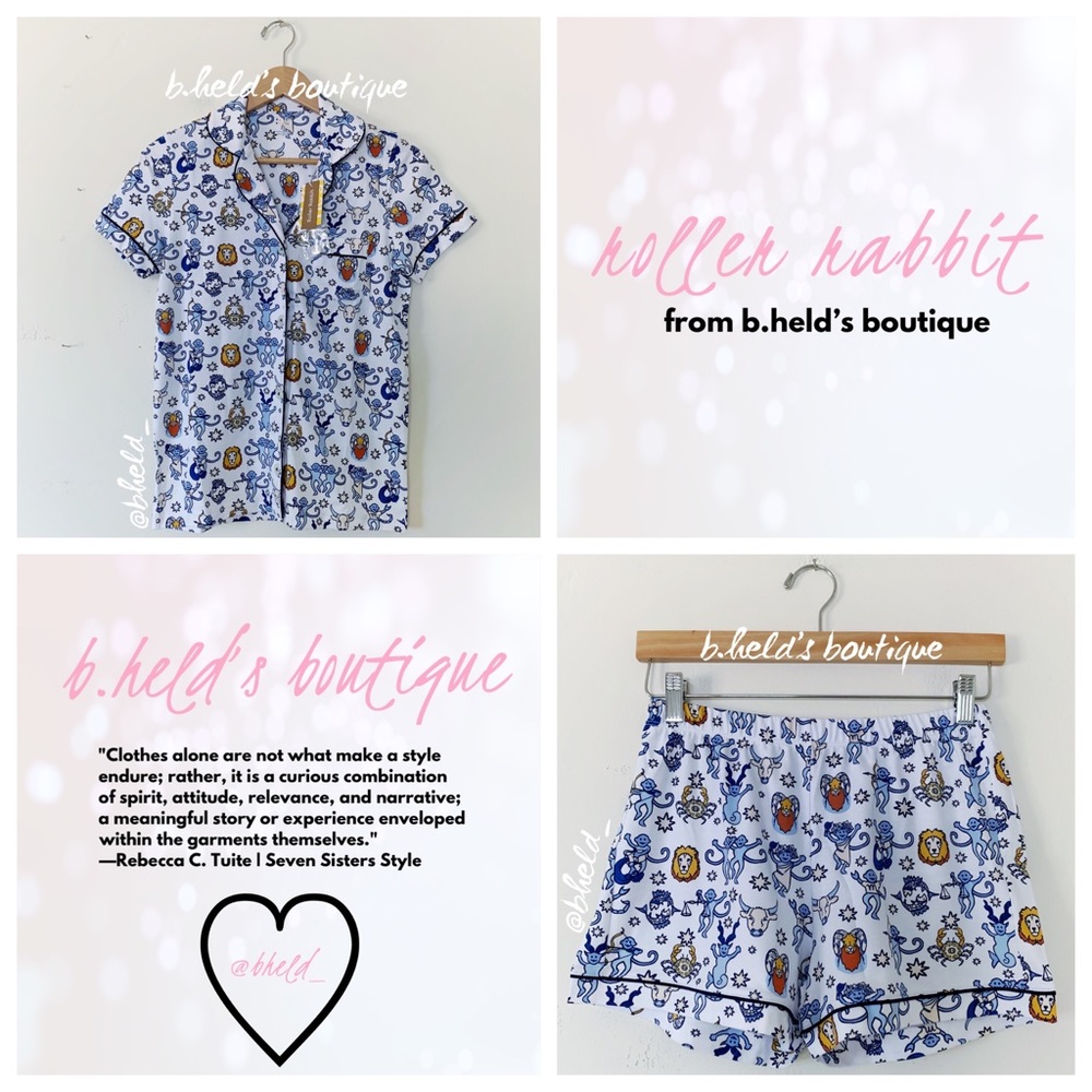 Roller Rabbit Monkey Horoscope Polo Pajamas in White Blue Size XS Brand New NWT